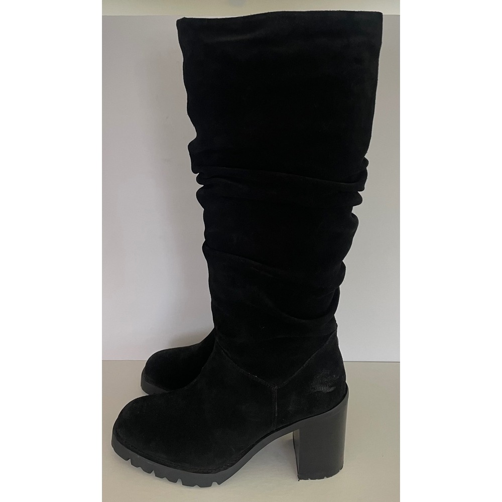 Harley Davidson Womens Averhill Black Suede Slouchy Tall Boot Block Heel Moto 9